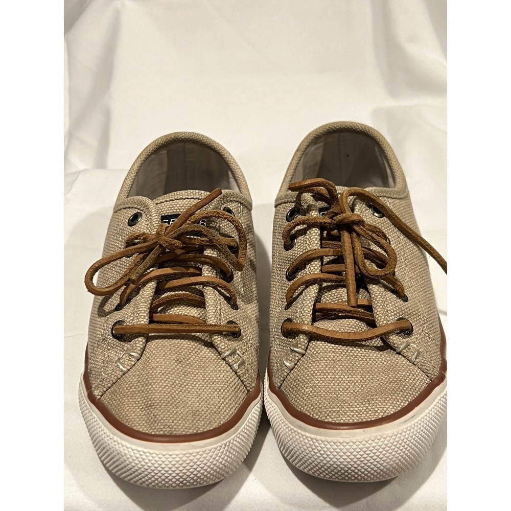 Womens Sperry Tan Khaki  Lace Up Womens Size 5m Boat Shoe Tennis Shoe